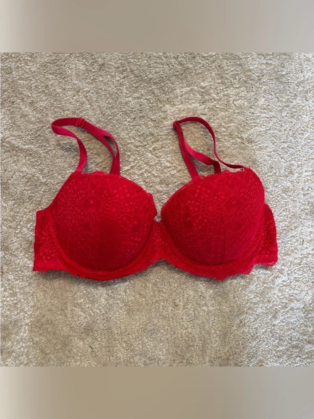 Victoria secret pink red lace bra with push up size 34C